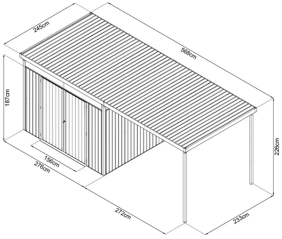 Avenberg MAGNUS Kerti ház fényáteresztő ablakokkal + bővítés 2.5 x 5.8 m - Premium