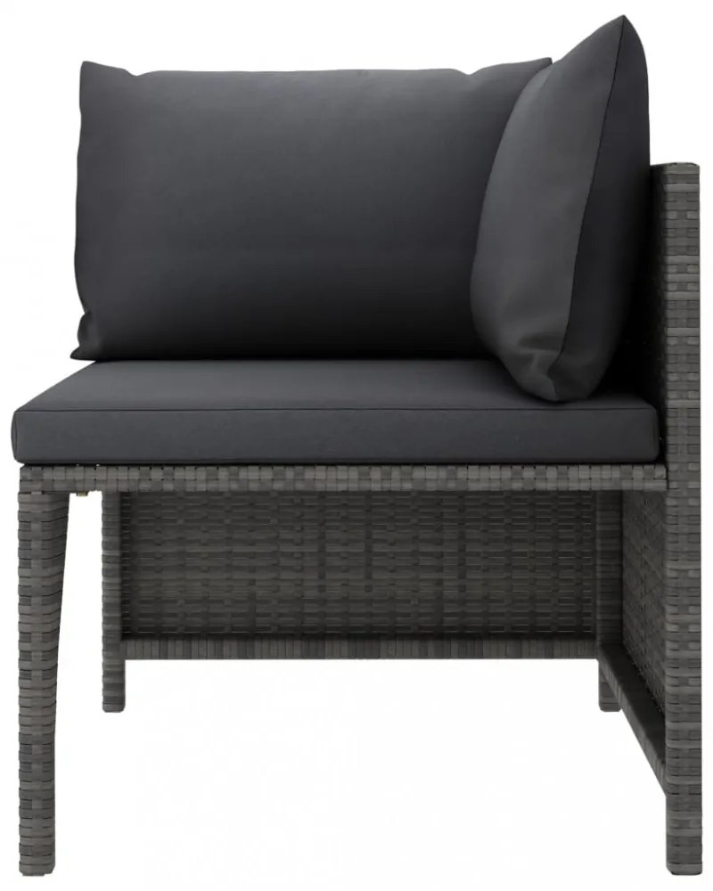 3 részes szürke polyrattan kerti bútorszett párnákkal