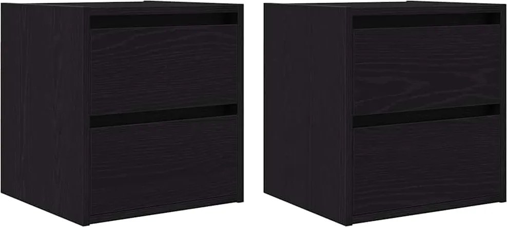 vidaXL 2 db fekete tölgy falra szerelhető éjjeliszekrény 38x34x40 cm