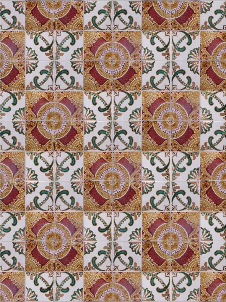 Fotótapéta Négyzet alakú növényi csempe kör geometria 184x254 vinil +ragasztó