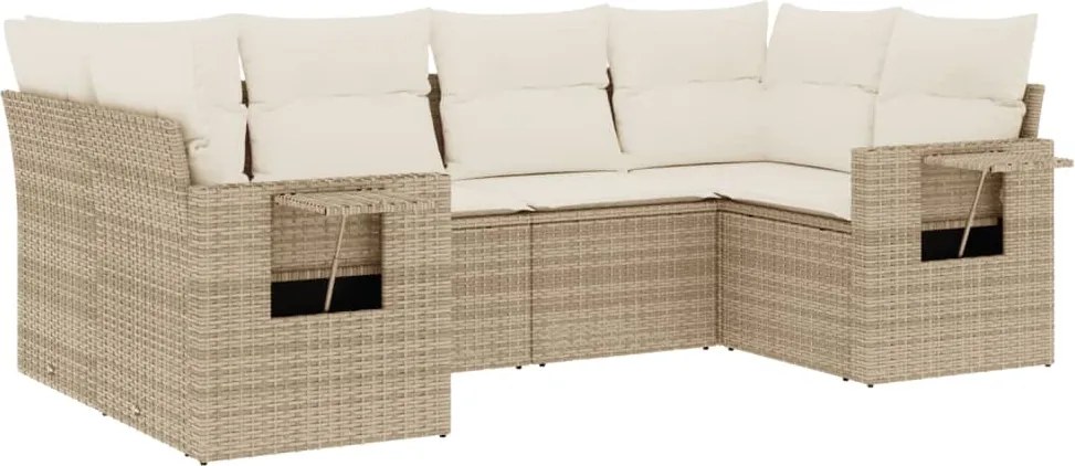 vidaXL 6 részes bézs polyrattan kerti ülőgarnitúra párnával