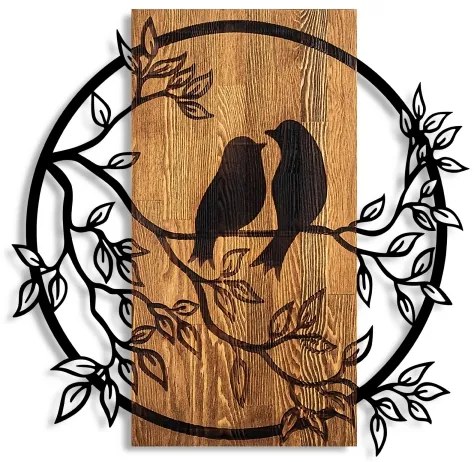 Fali dekoráció 59x57 cm madarak fa/fém