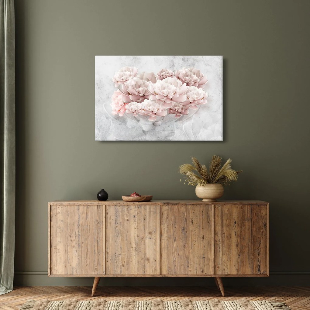 Kép - Rózsaszín virágok a falon (90x60 cm)