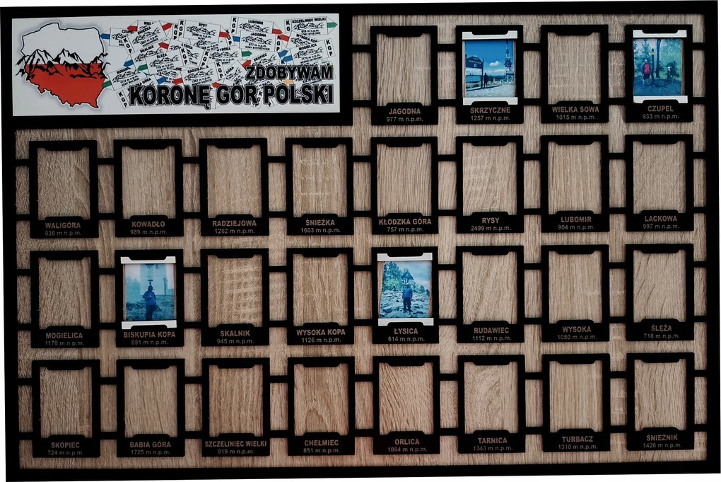 Fából készült tábla Hegyi Korona Lengyel képkeret ajándék utazónak