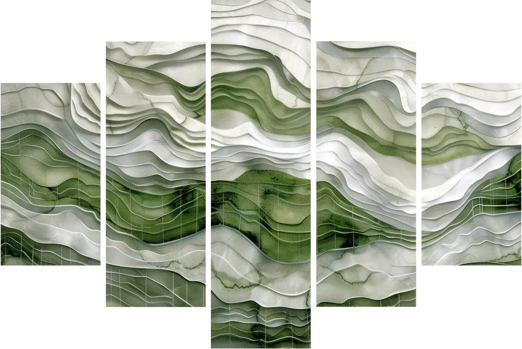 Kép - Zöld és fehér fodrok (150x105 cm)