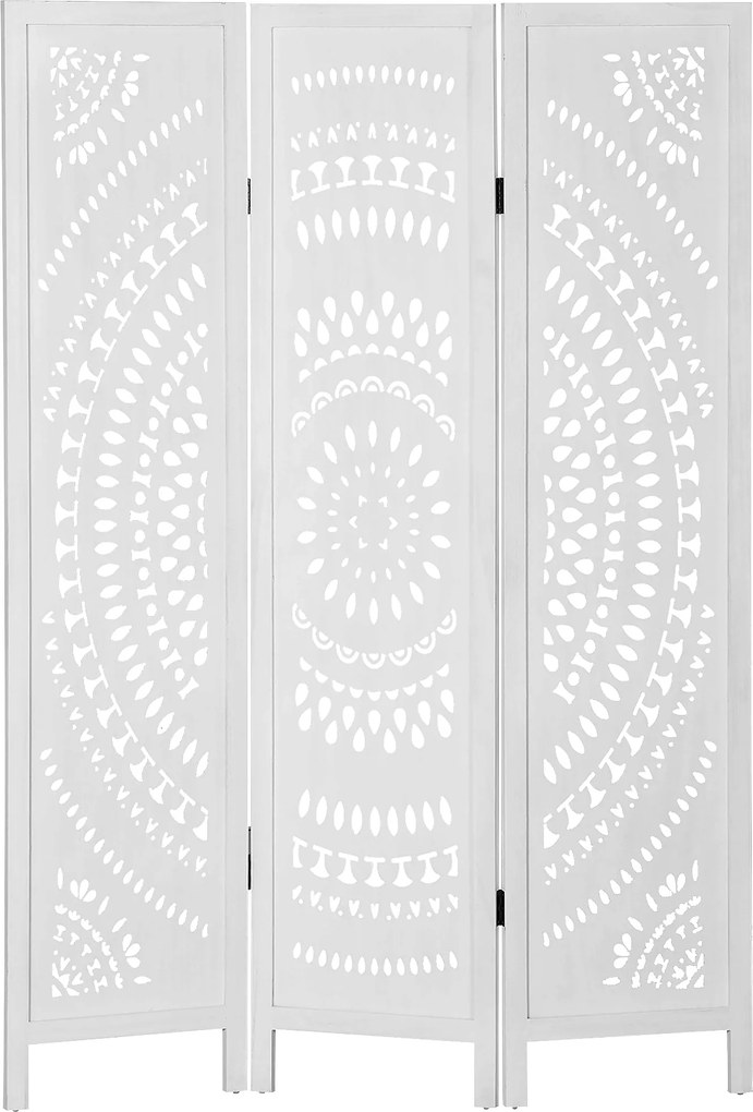 HOMCOM 3-paneles Beltéri Hálószoba Elválasztó, Hajtható Faragott Fa Elválasztó Otthonra és Irodára, 120x170cm, Fehér | Aosom