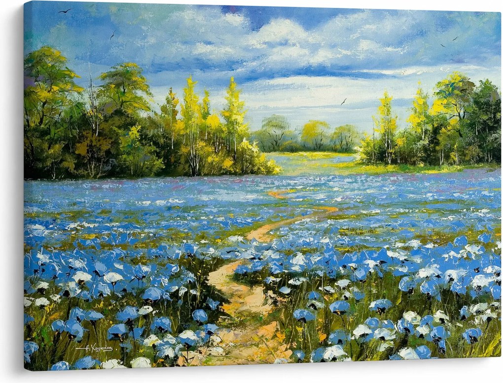 Kép - ösvény a mezőn, olajfestmény (70x50 cm)