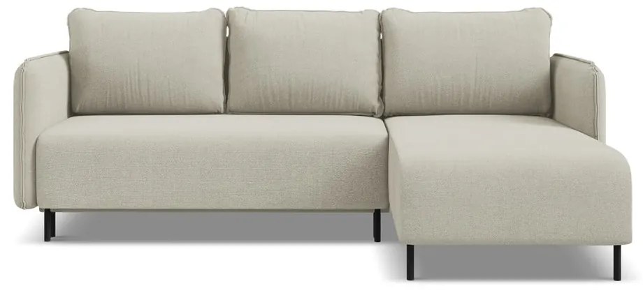 Bézs kinyitható-tárolóhelyes sarokkanapé (jobb oldali) Luana – Makamii