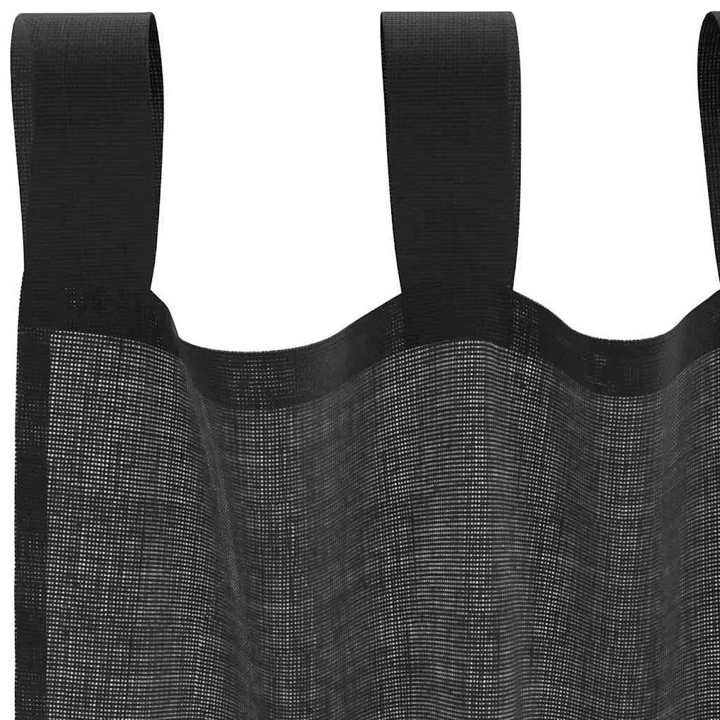 vidaXL 2 db fekete fátyolfüggönyök fülecske tetejével 140x260 cm