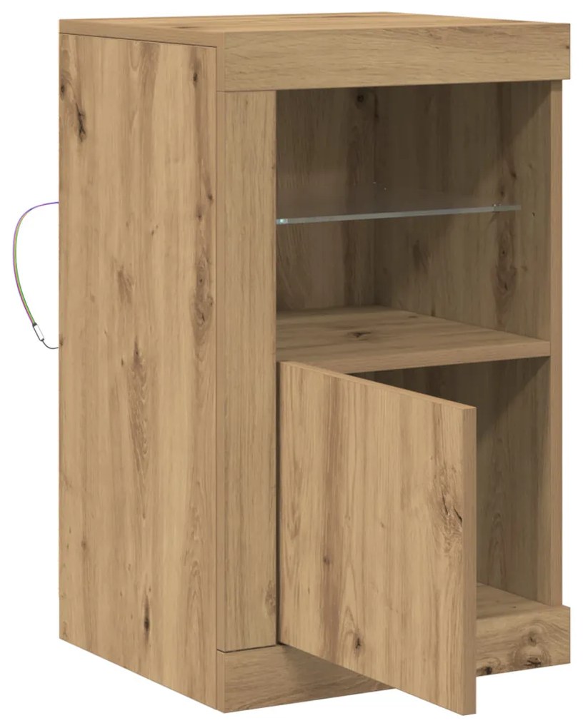 LED világítással ellátott oldalszekrények 2 db Kézműves tölgy 41x37x67 cm