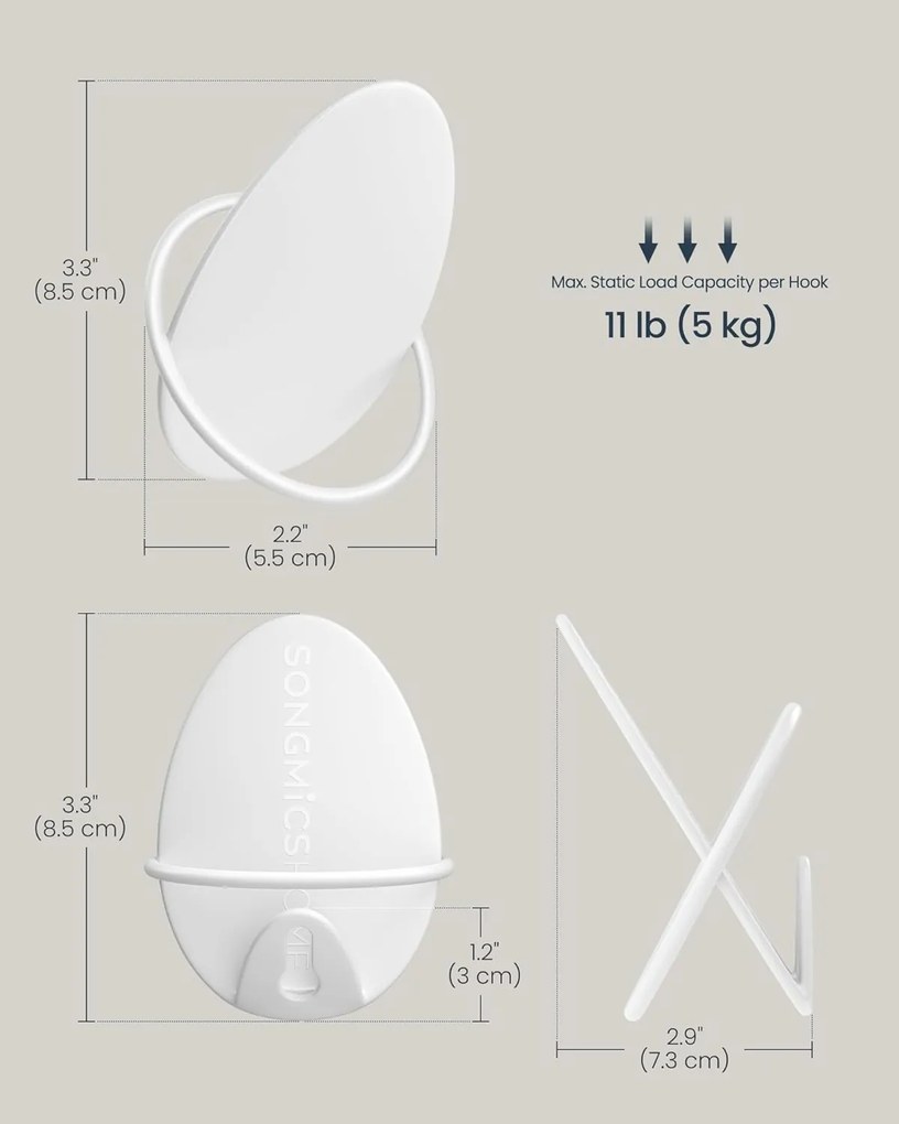 Fali fogas 4 db, falra szerelhető, fehér