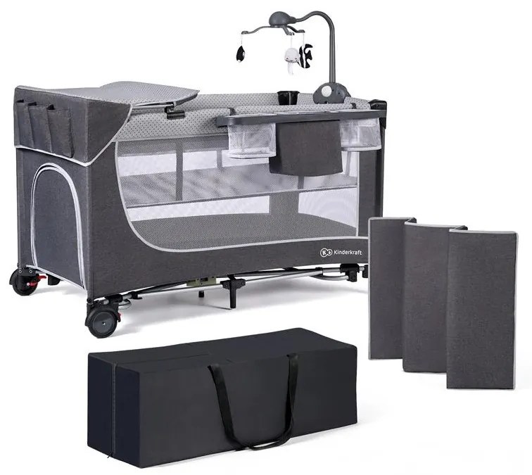 KINDERKRAFT - Utazó kiságy LEODY ezüst