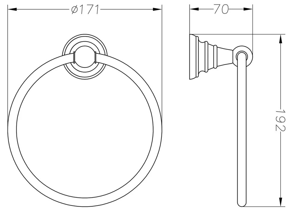 SAPHO 1318-06 Diamond törülközőtartó karika, bronz