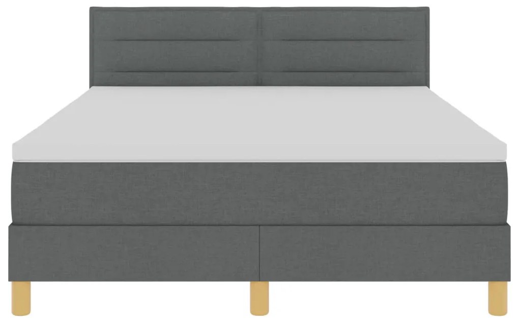 vidaXL Boxspring Ágy Matraccal és LED-del Sötét Szürke 140x200 cm Szövet