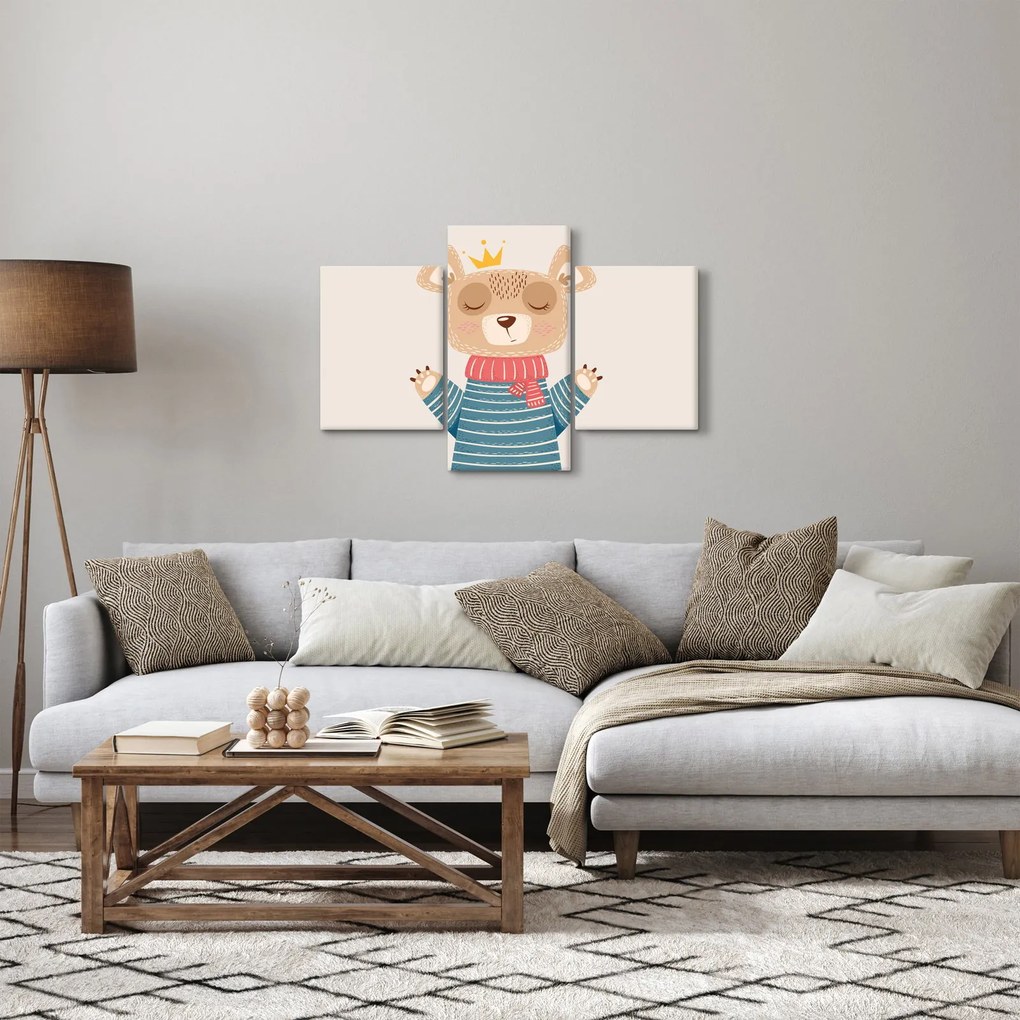 Kép - Bézs mackó koronával (90x60 cm)