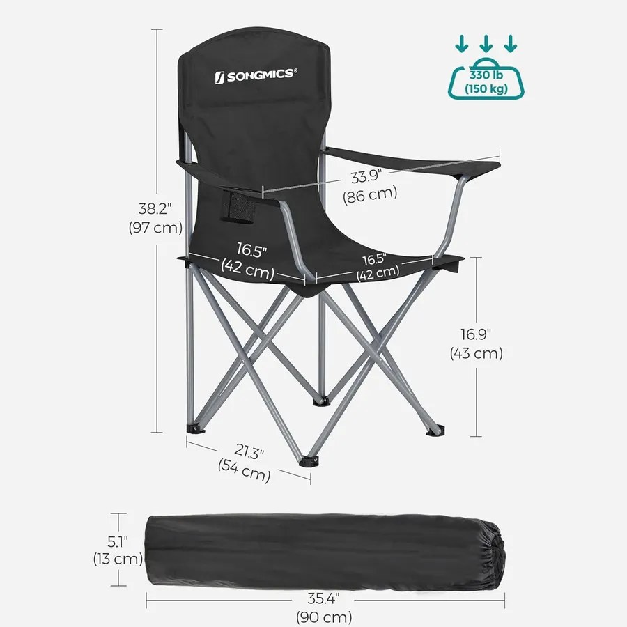 Összecsukható kempingszék 2 darabos szett, pohártartóval