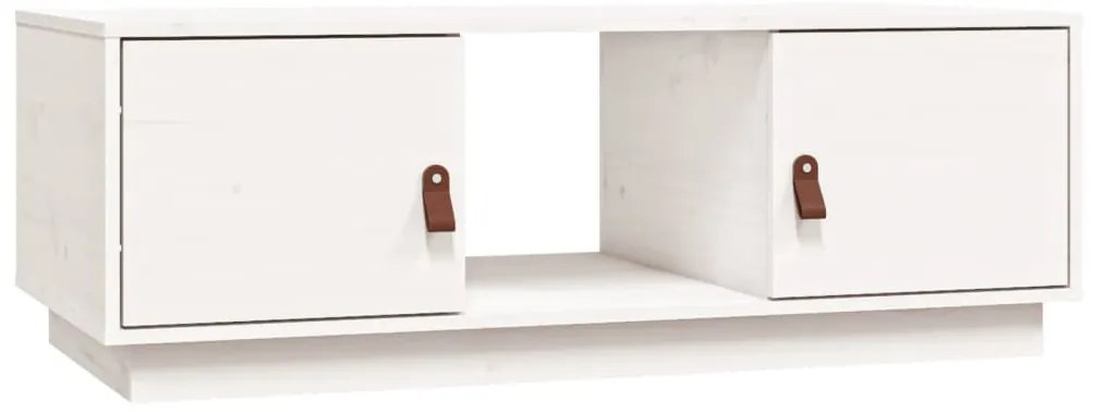 Fehér tömör fenyőfa dohányzóasztal 100x50x35 cm