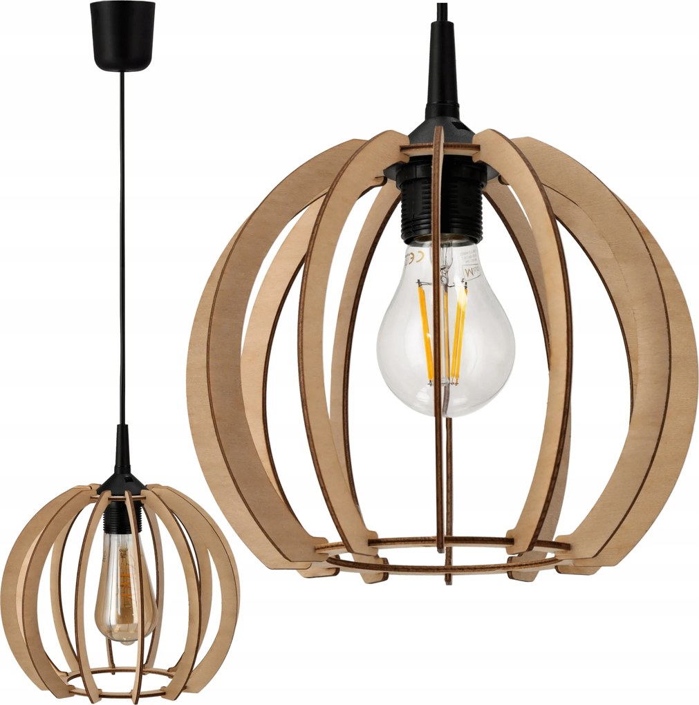 Fa Lámpa Függesztett Mennyezeti 1xE27 Led Akasztó Kiváló Minőség