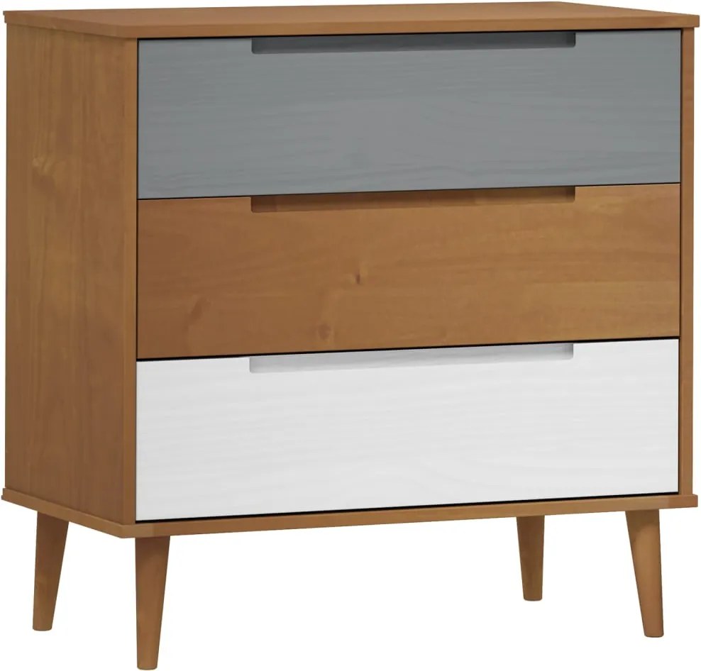 vidaXL MOLDE barna tömör fenyőfa fiókos szekrény 80 x 40 x 80 cm
