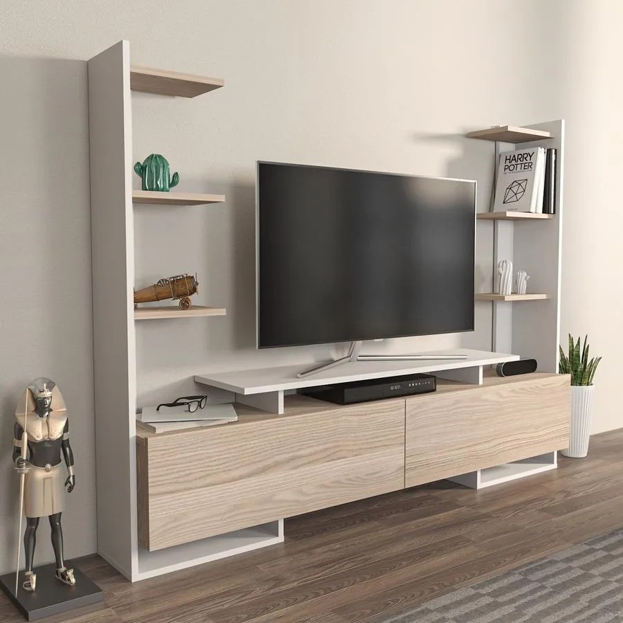 TV szekrény Ava - White, Oak