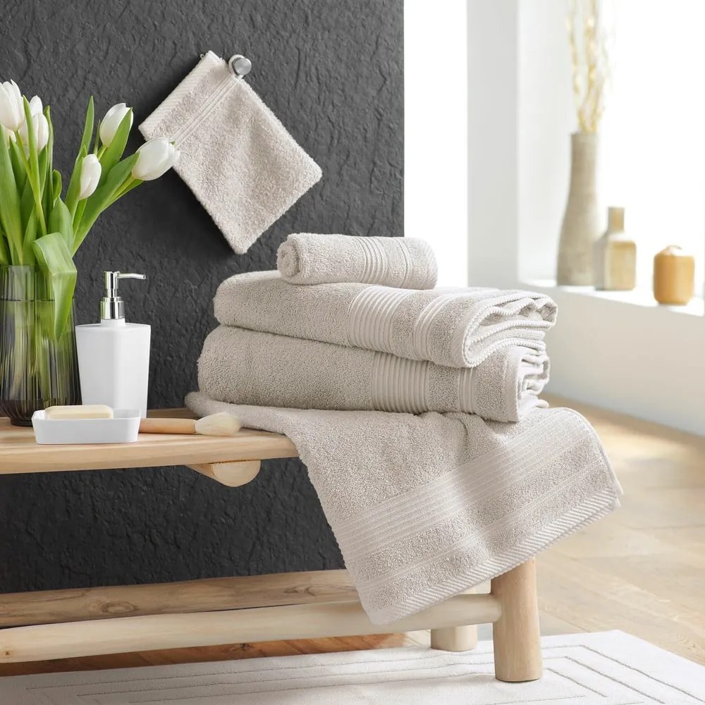 Bézs frottír pamut törölköző 30x50 cm Tendresse – douceur d'intérieur
