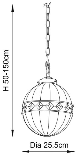 Endon 67044 - Tiffany FARGO láncos csillár 1xE14/40W/230V átm. 25,5 cm