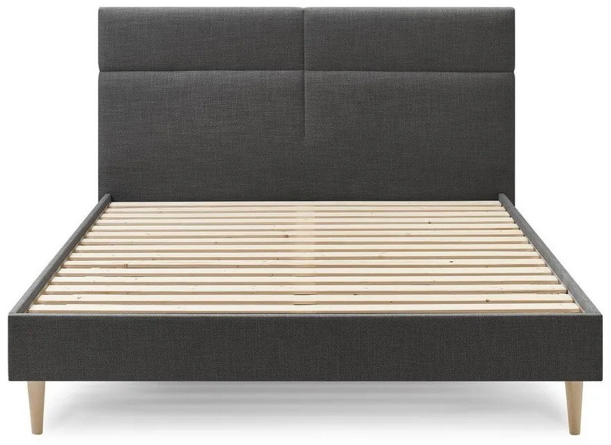 Fekete kárpitozott franciaágy ágyráccsal 180x200 cm Elyna – Bobochic Paris