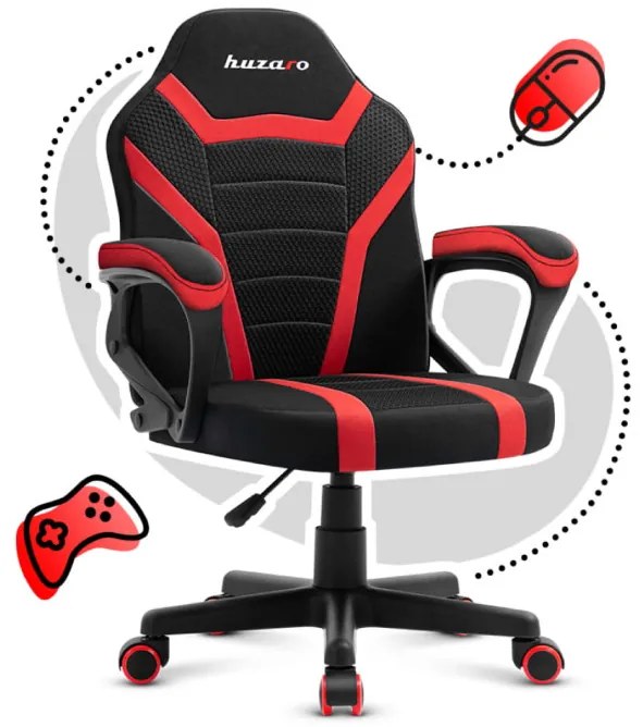 Gyermek gamer szék , gyerekeknek , RED MESH