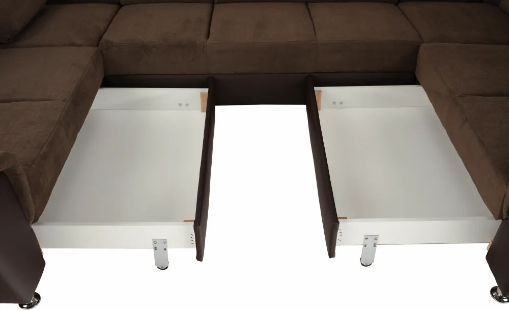 Ülőgarnitúra, textilbőr barna/szövet barna, SANTIAGO U