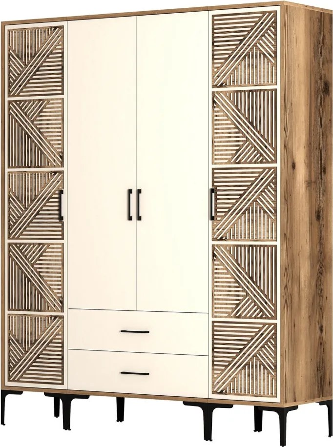 Kumsal gardróbszekrény, dió-krém, 160 cm – TR845HCT5471