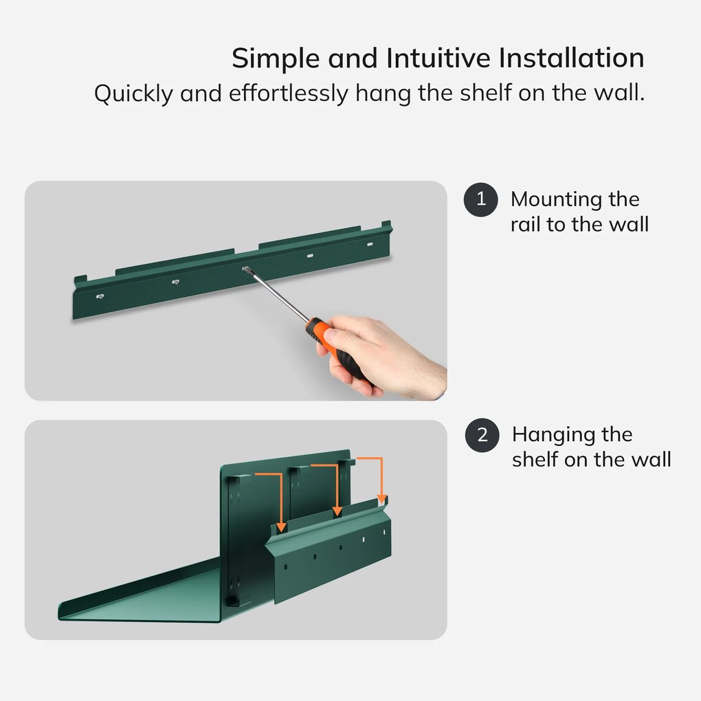 Fali polc JOANNE 700 mm, Modern: palackzöld