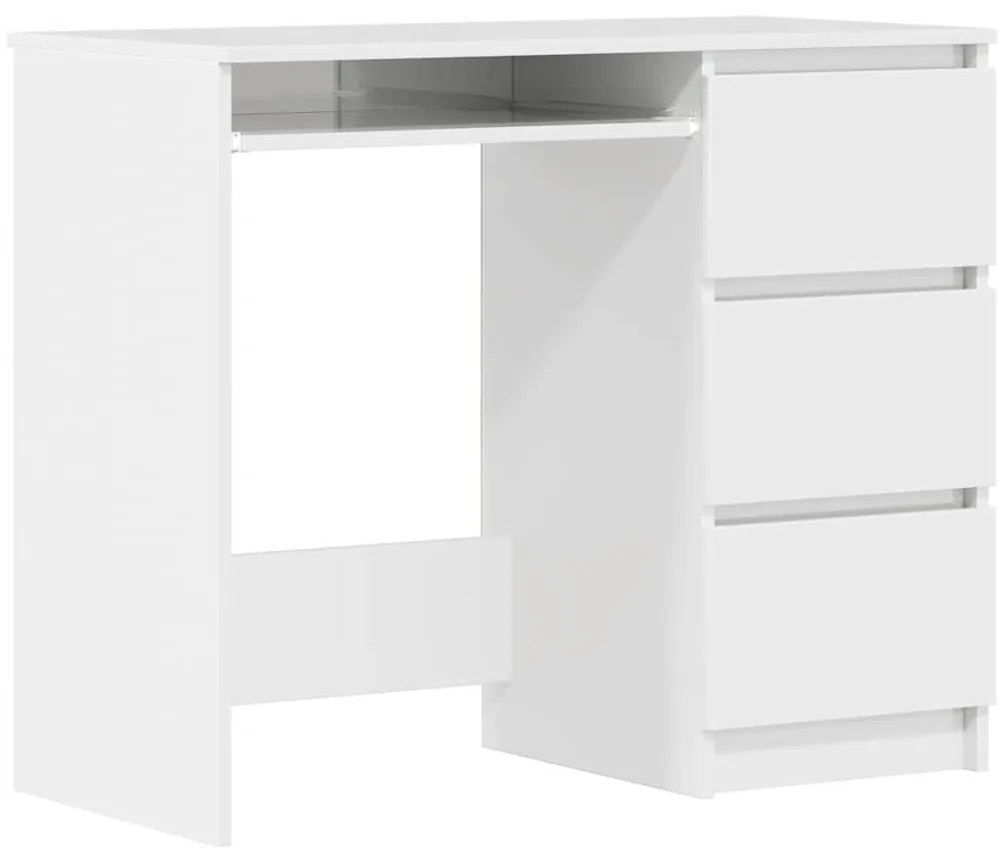 vidaXL fehér magasfényű szerelt fa íróasztal 90 x 45 x 76 cm