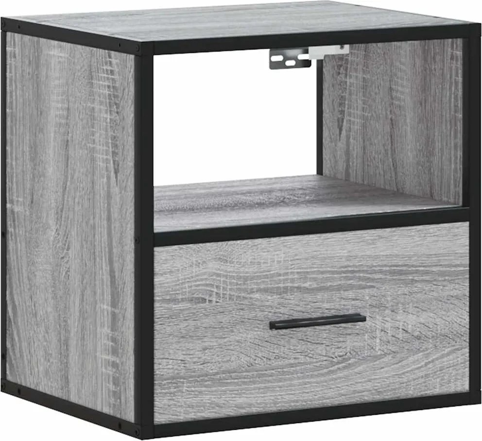 vidaXL szürke sonoma falra szerelhető éjjeliszekrény 40x31x39,5cm