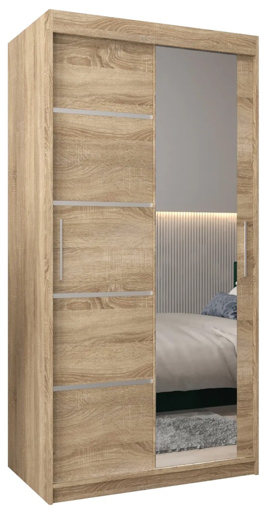 Ruhásszekrény 120 cm tükörrel Verika 2 120 (szonoma tölgy). 1064196