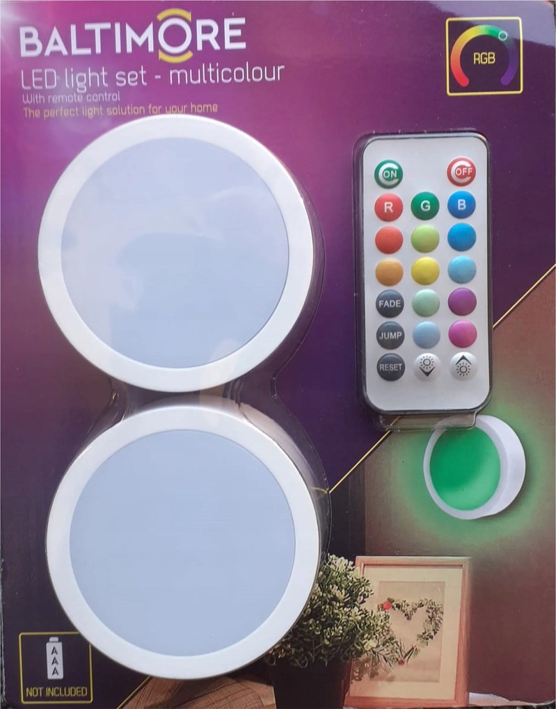 Világítás 2 Led Lámpa Távirányítóval távirányító szett többszínű
