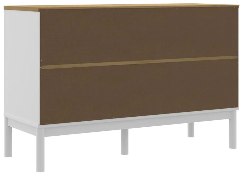 FLORO fehér tömör fenyőfa tálalószekrény 114 x 43 x 74 cm