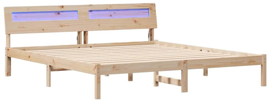 Ágykeret Barna 200 x 200 cm Tömör fenyőfa és Tömör fenyőfa
