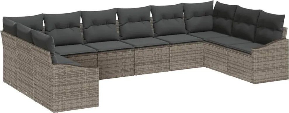 vidaXL Kanapé Szett párnával 10 pcs Szürke polirattan
