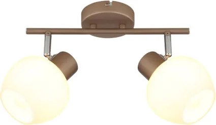 Globo 54662-2 Fali lámpa, fém matt kávébarna, krómozott fém, fehér üveg, forgatható/dönthető, HxSzxM: 300x125x175mm, 2x E27 40W 230V izzók nélkül