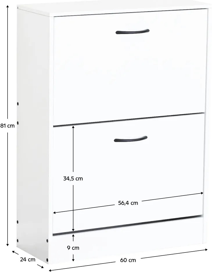 BOTNIX cipőtartó, 2 polc, fehér