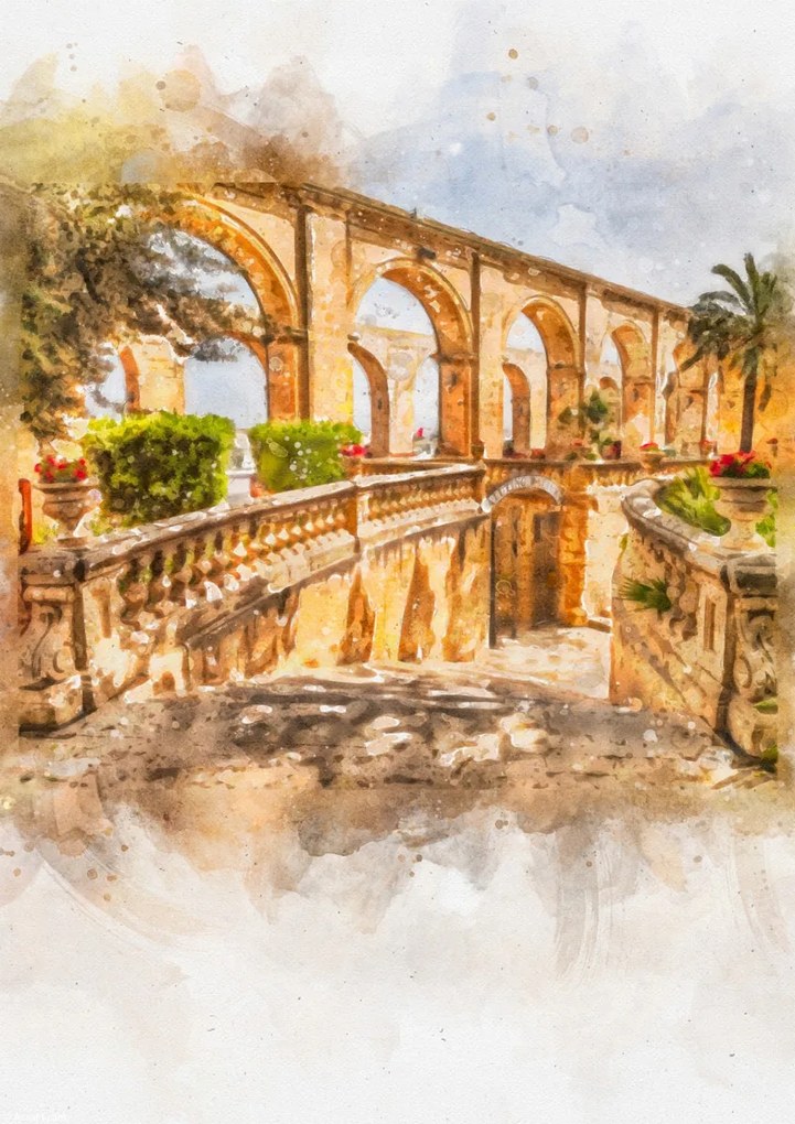 Poszter 21x29,7cm Barrakka felső kertje Vallettában, Assaf Frank