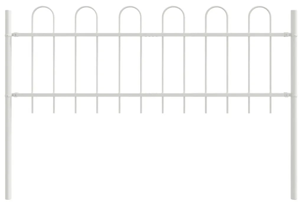Kerti kerítés ívelt tetejű, fehér, 3,4x0,6 m, acél
