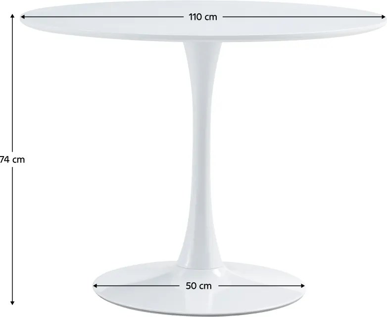 Étkezőasztal, kerek, fehér, matt, átmérő 110 cm, REVENTON NEW