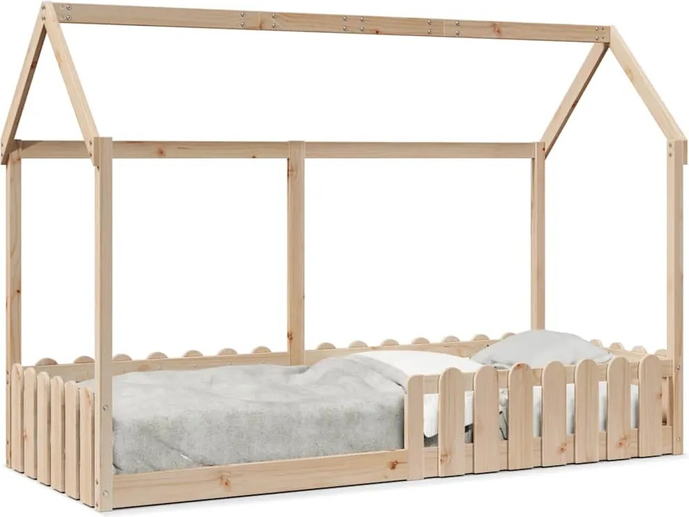 vidaXL tömör fenyőfa házikó gyerekágykeret 80 x 200 cm