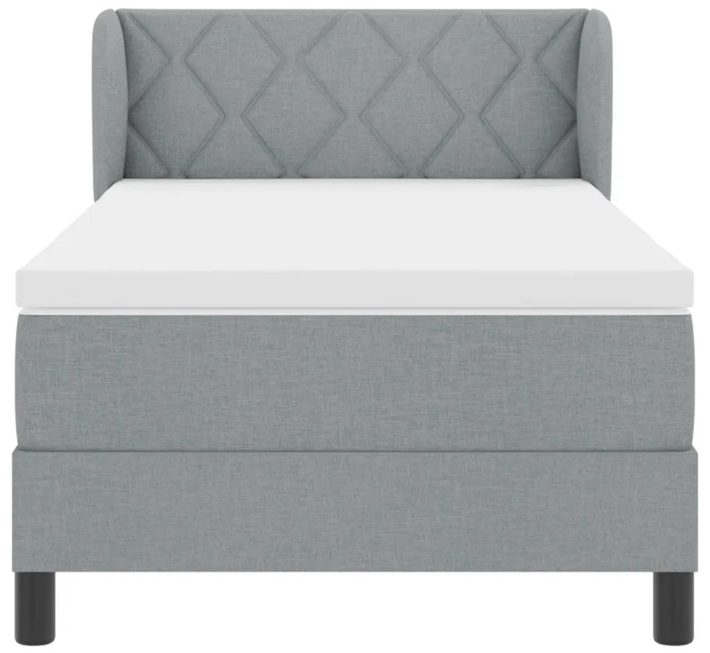 Boxspring Ágy Matraccal - Világosszürke, 100x200 cm, Textil