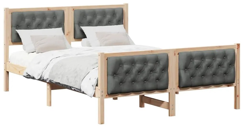 Ágykeret fejtámlával Sötétszürke 150 x 200 cm Tömör fenyőfa