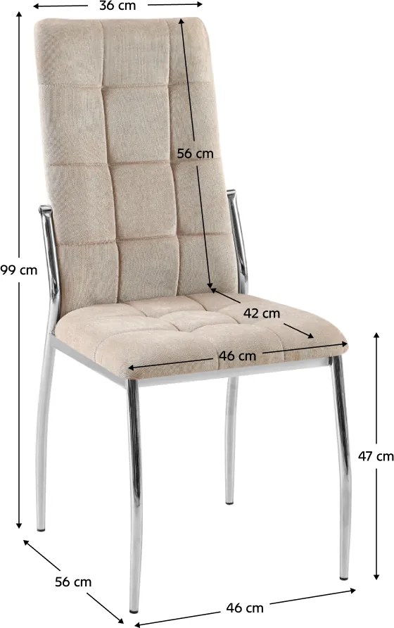 Szék, barna szövet/fém, ADORA 2 NEW