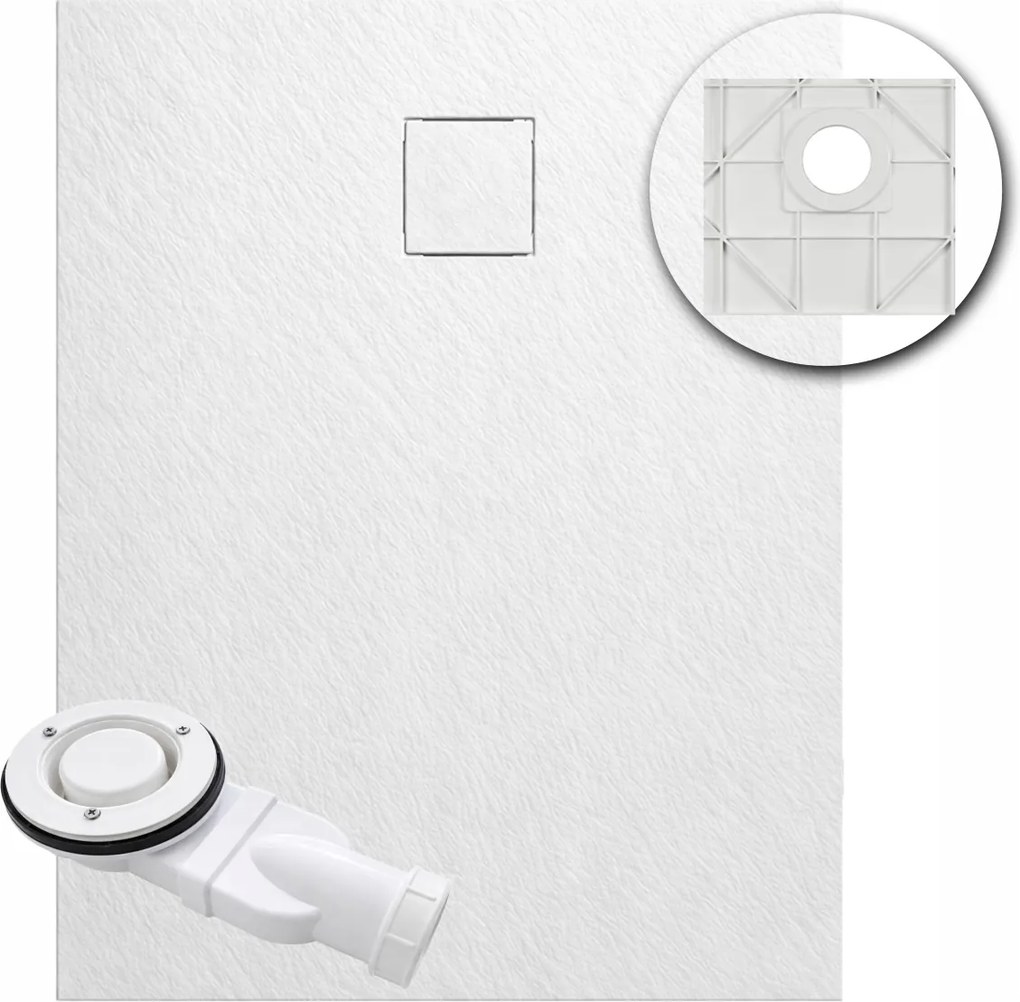 Aquauno Téglalap Alakú Zuhanytálca Smc 100 x 90cm Fehér Kő Szerkezet Szifon