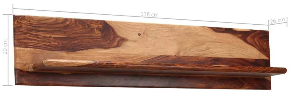2 db tömör kelet-indiai rózsafa fali polc 118x26x20 cm