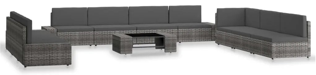 vidaXL 10 részes szürke polyrattan kerti ülőgarnitúra